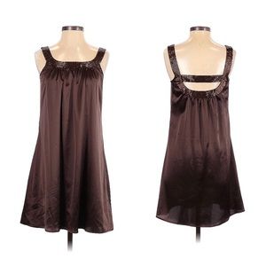 BCBG Maxazria Brown Embellished Beaded  Sleeveless Sheath Satin Dress XS.
